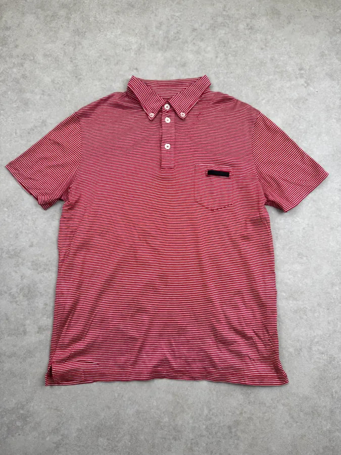 2000s Prada Red & White Striped Polo oaZFfBb 2