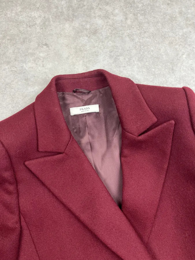 AW2009 Prada Bordeaux Wool Premium Buttoned Long Coat ieTGjzN 5