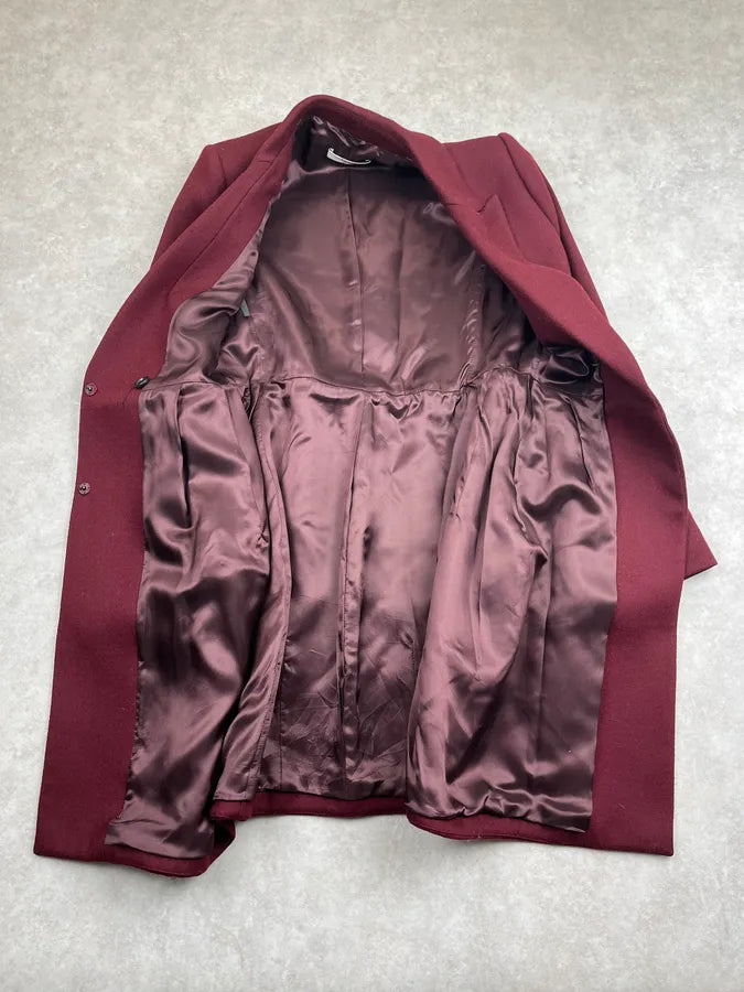 AW2009 Prada Bordeaux Wool Premium Buttoned Long Coat ieTGjzN 7