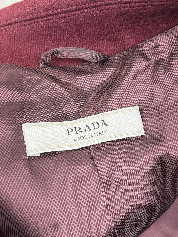 AW2009 Prada Bordeaux Wool Premium Buttoned Long Coat ieTGjzN 8