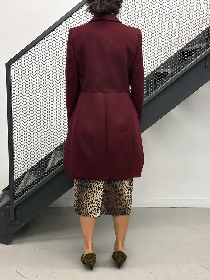 AW2009 Prada Bordeaux Wool Premium Buttoned Long Coat ieTGjzN 2