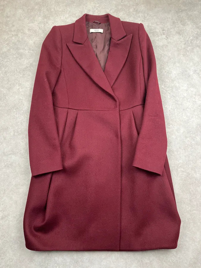 AW2009 Prada Bordeaux Wool Premium Buttoned Long Coat ieTGjzN 0