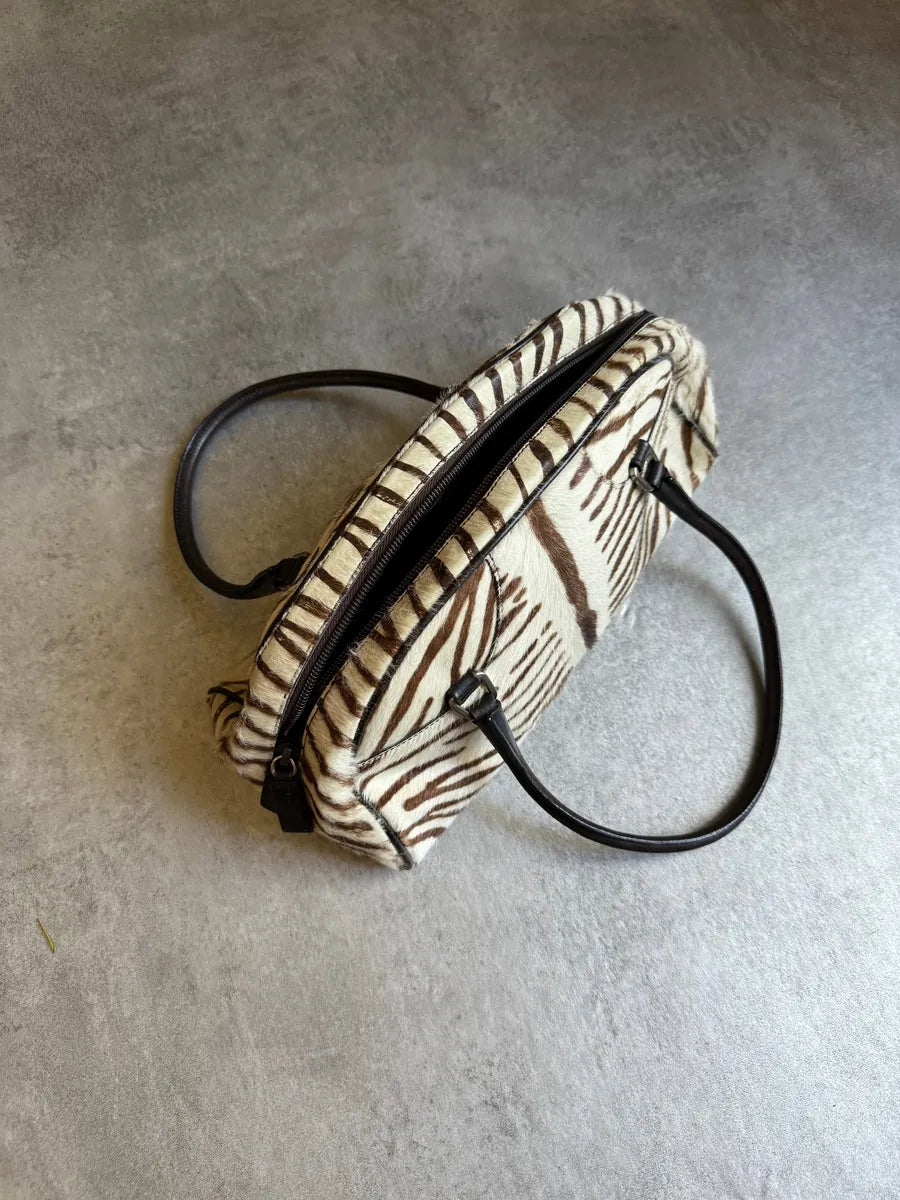 Prada Bowling Pony Hair Calfskin Zebra Hangbag UsapXeJ 11