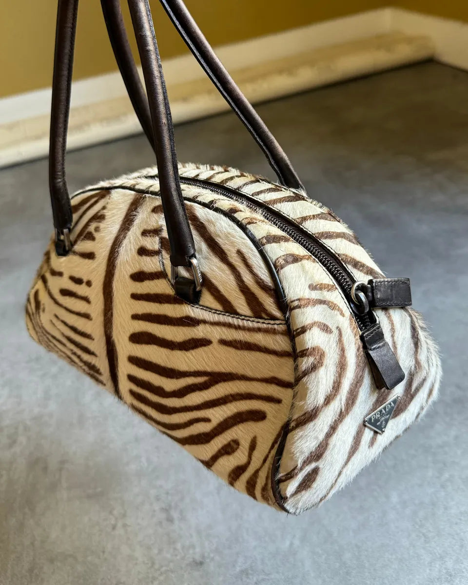 Prada Bowling Pony Hair Calfskin Zebra Hangbag UsapXeJ 4