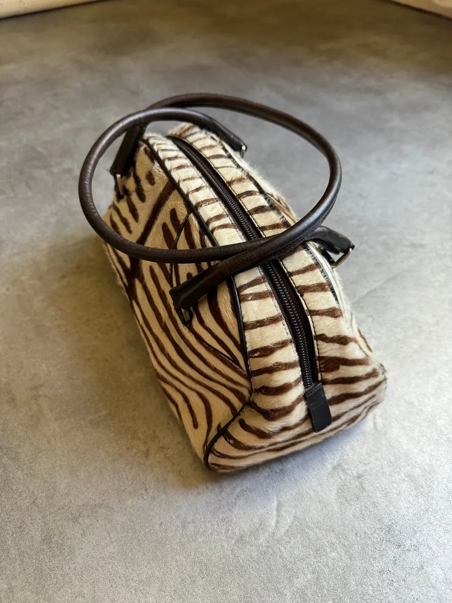Prada Bowling Pony Hair Calfskin Zebra Hangbag UsapXeJ 8