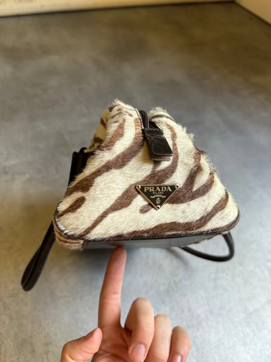Prada Bowling Pony Hair Calfskin Zebra Hangbag UsapXeJ 9