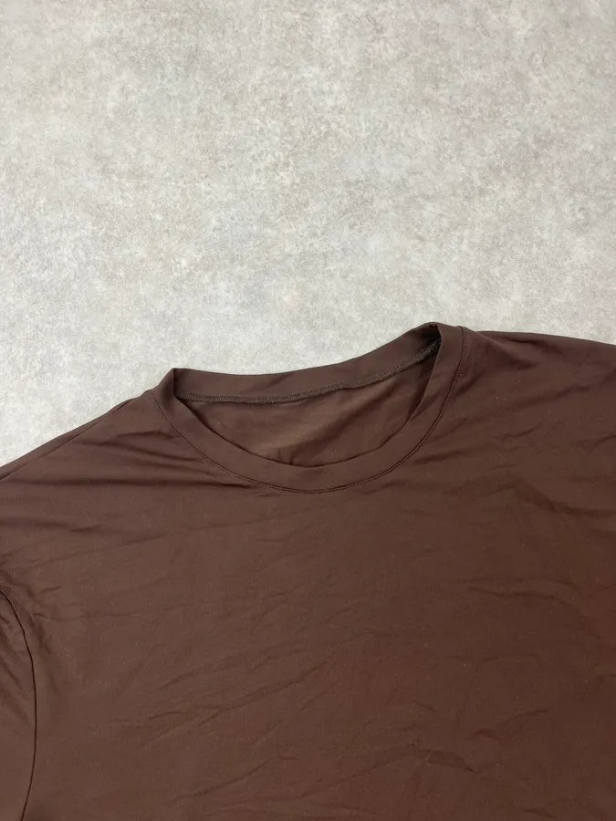 SS2003 Prada Brown Back Zip Logo-Patch T-Shirt aRjSAlO 3