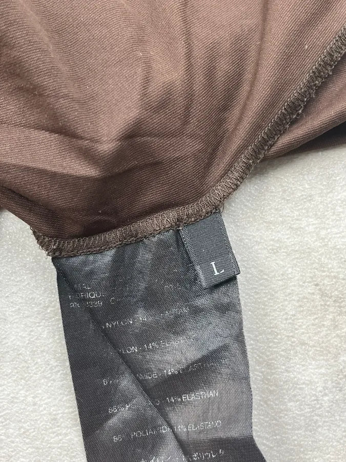 SS2003 Prada Brown Back Zip Logo-Patch T-Shirt aRjSAlO 9