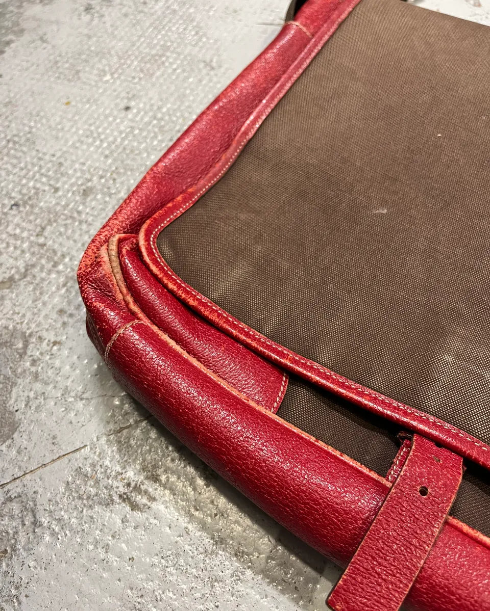 Prada Brown Canvas Red Leather Messenger Bag AoXavnj 5