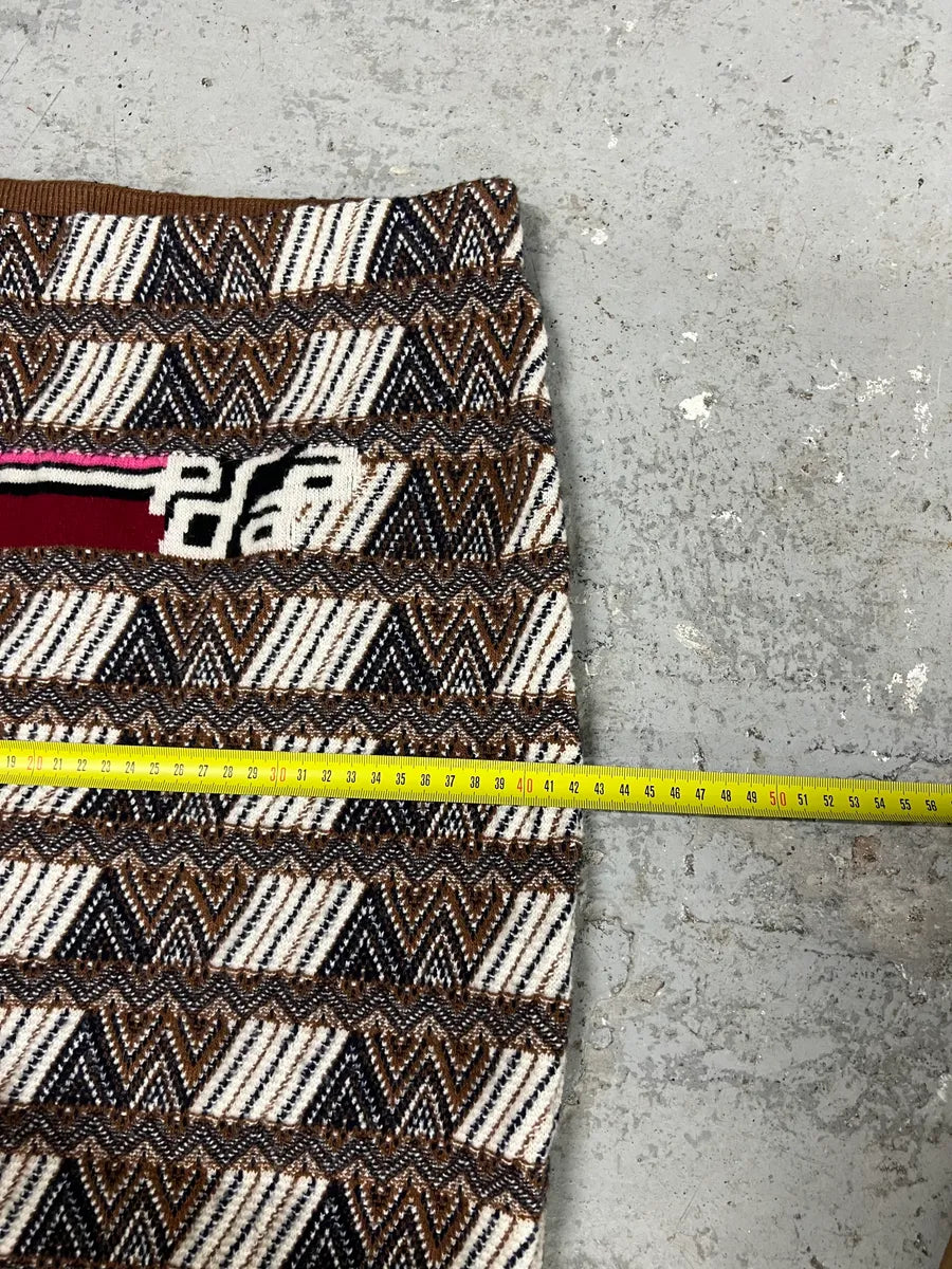 Prada Brown Chevron Patterned Knit Midi Skirt (M) 5