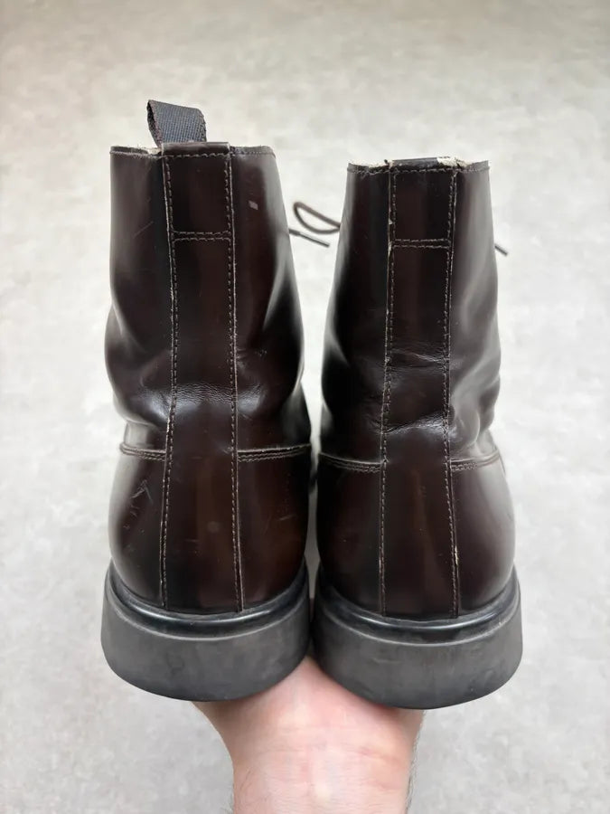 2000s Prada Brown Classy High Leather Boots lnAYYbM 6