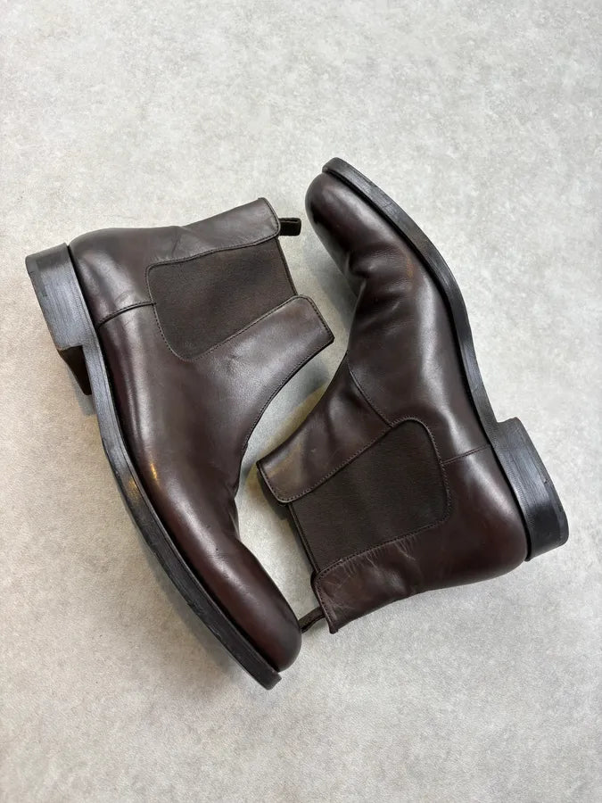 Prada Brown Classy Leather Chelsea Boots zgiGyGj 5