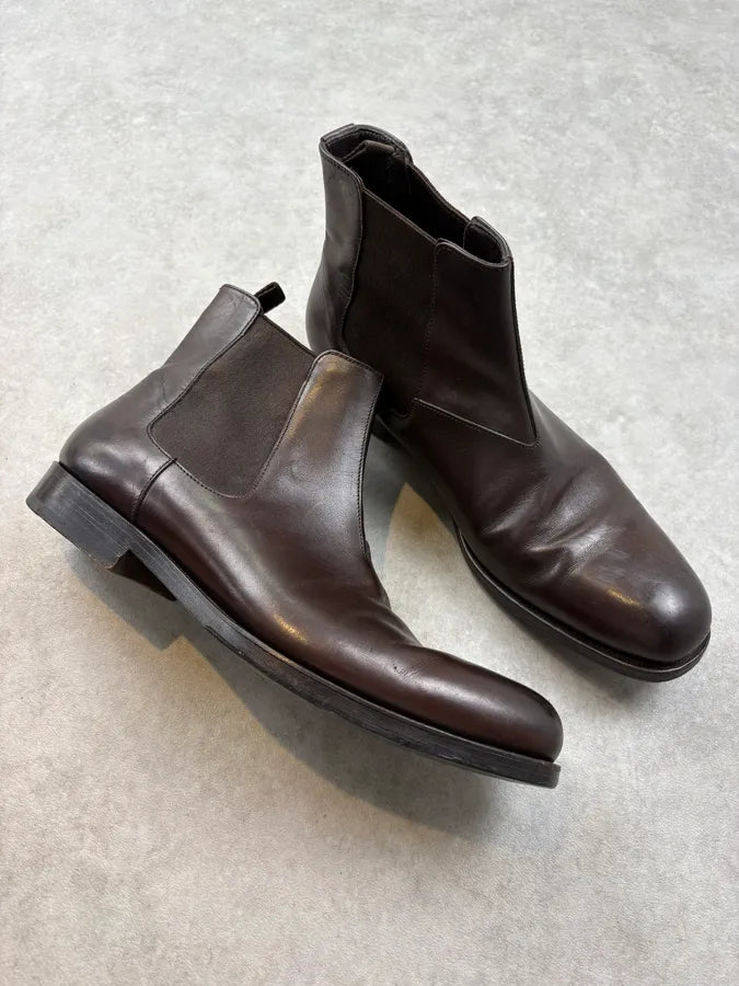 Prada Brown Classy Leather Chelsea Boots zgiGyGj 4