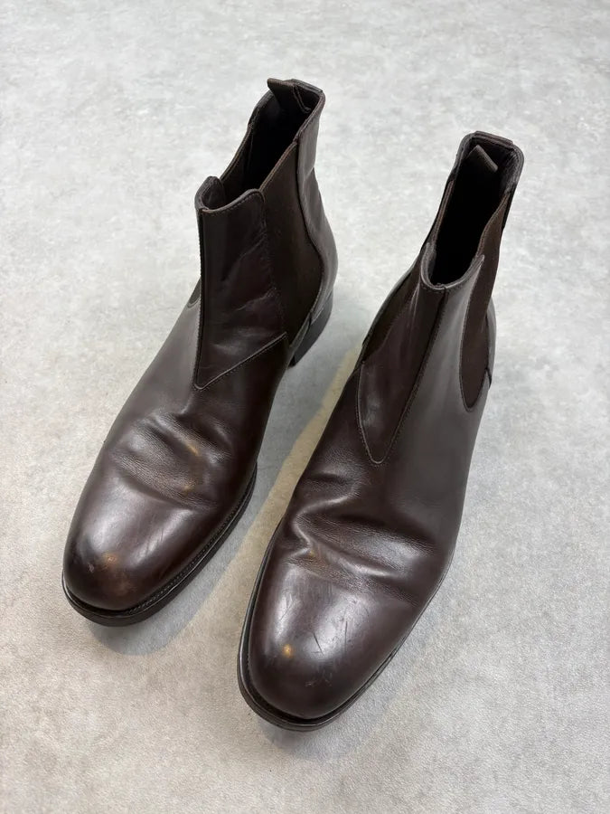 Prada Brown Classy Leather Chelsea Boots zgiGyGj 2