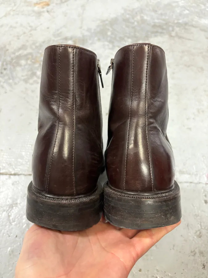 Prada Brown Classy Leather Chelsea Boots KUJxlfI 6