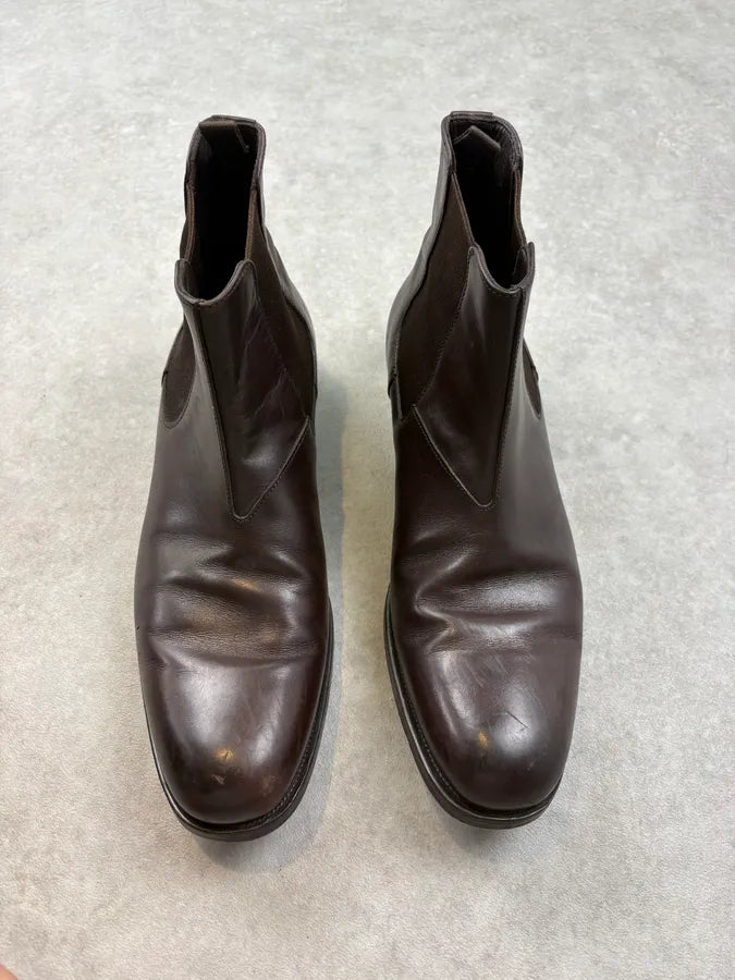 Prada Brown Classy Leather Chelsea Boots zgiGyGj 1