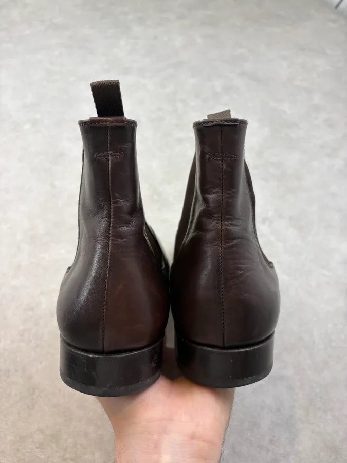Prada Brown Classy Leather Chelsea Boots zgiGyGj 6