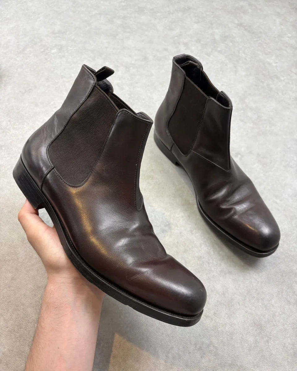 Prada Brown Classy Leather Chelsea Boots zgiGyGj 0