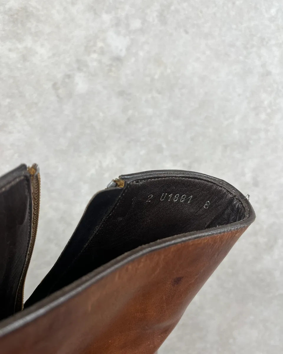 Prada Brown Eroded Leather Chelsea Boots avDswyK 9