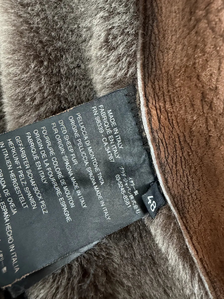 Prada Brown Italian Sheep Dyed Fur Shearling Leather Jacket YFyTRBy 7