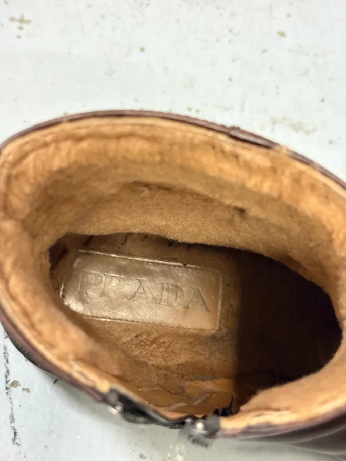 Prada Brown Classy Leather Chelsea Boots KUJxlfI 8