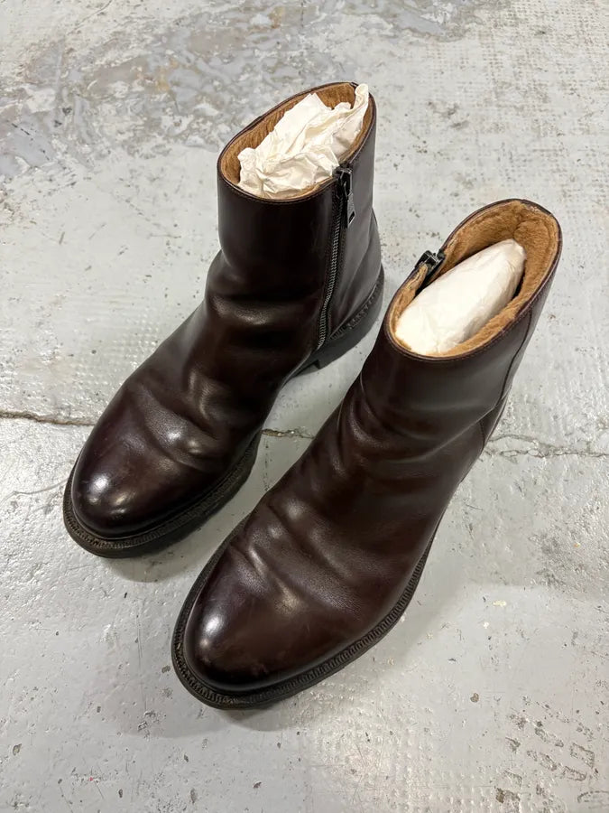 Prada Brown Classy Leather Chelsea Boots KUJxlfI 2
