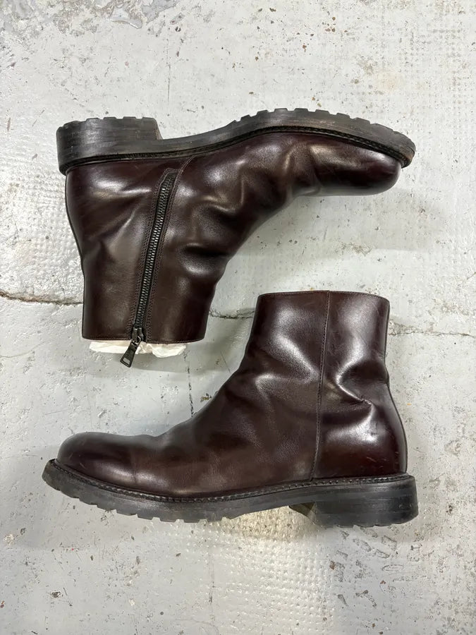 Prada Brown Classy Leather Chelsea Boots KUJxlfI 3