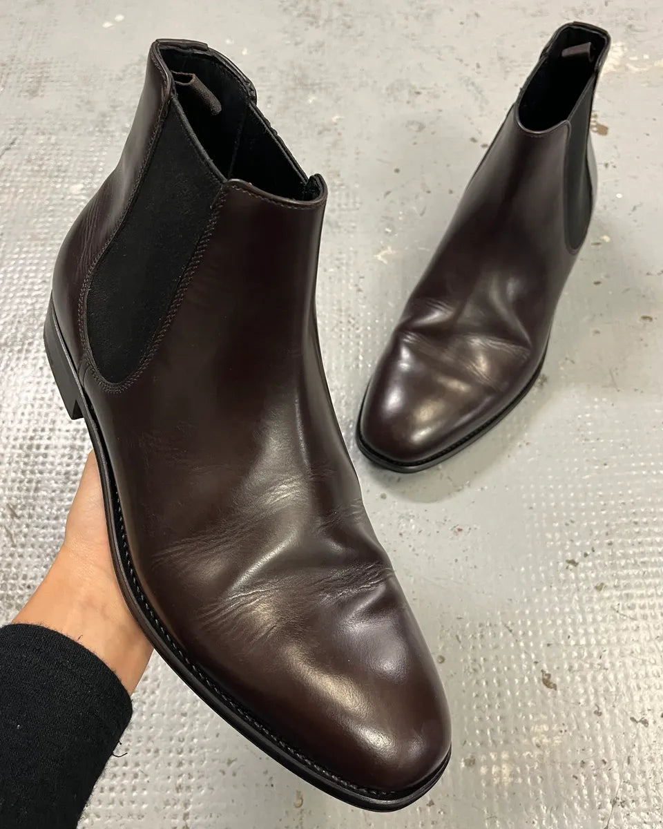 Prada Brown Leather Chelsea Boots hiLcGWl 0