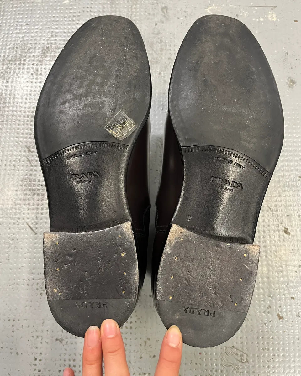 Prada Brown Leather Chelsea Boots hiLcGWl 9