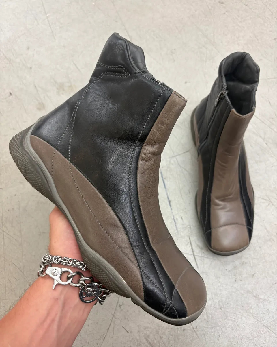 2000s Prada Brown Leather Chelsea Boots apUcqmJ 0