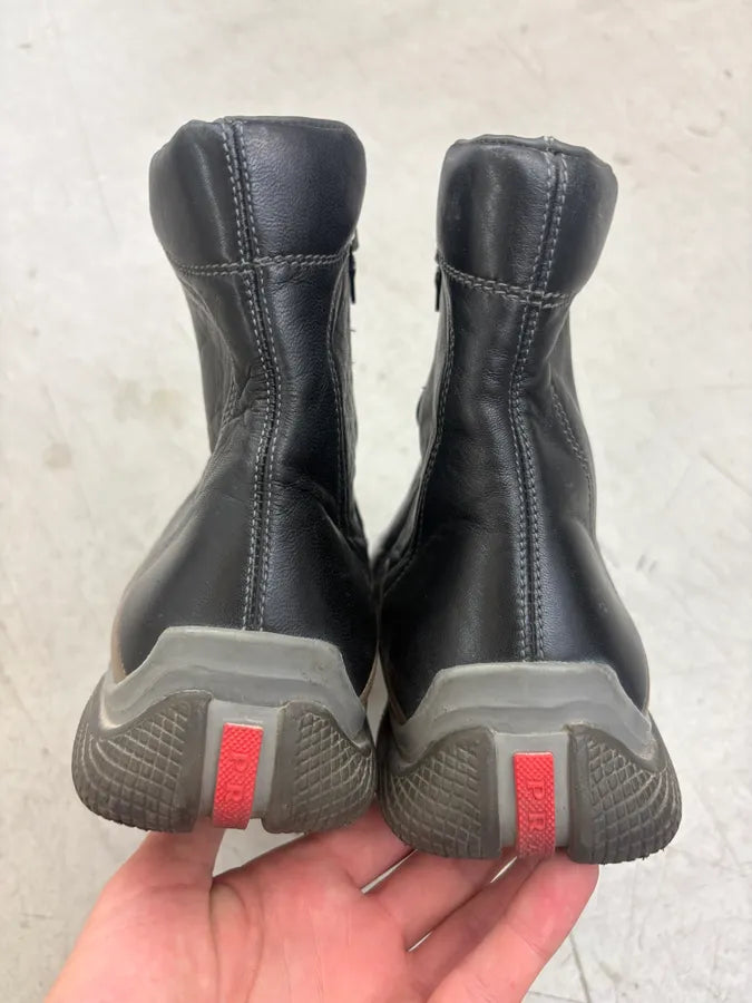2000s Prada Brown Leather Chelsea Boots apUcqmJ 6