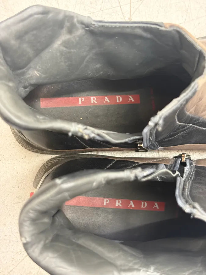 2000s Prada Brown Leather Chelsea Boots apUcqmJ 8