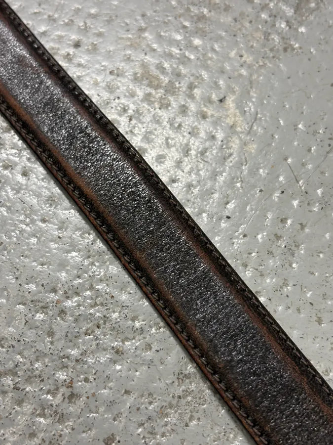 2000s Prada Brown Leather Embossed Buckle Belt lMtOgtW 3