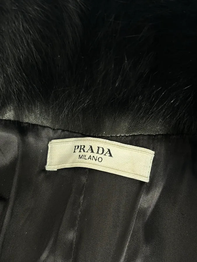 FW2010 Prada Camel Pony Hair Leather Fur Collar Coat rMqsyIM 11