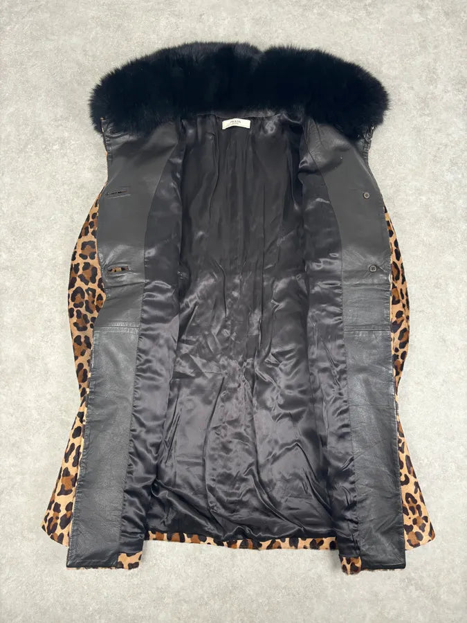 FW2010 Prada Camel Pony Hair Leather Fur Collar Coat rMqsyIM 10