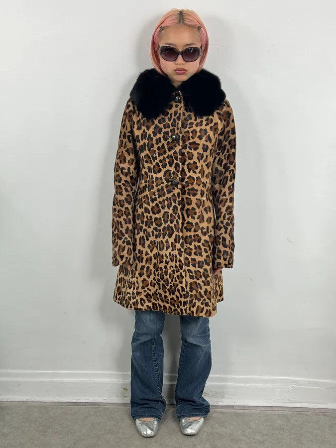 FW2010 Prada Camel Pony Hair Leather Fur Collar Coat rMqsyIM 1