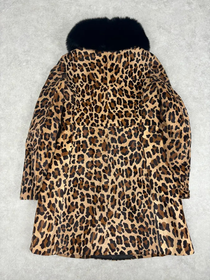 FW2010 Prada Camel Pony Hair Leather Fur Collar Coat rMqsyIM 6