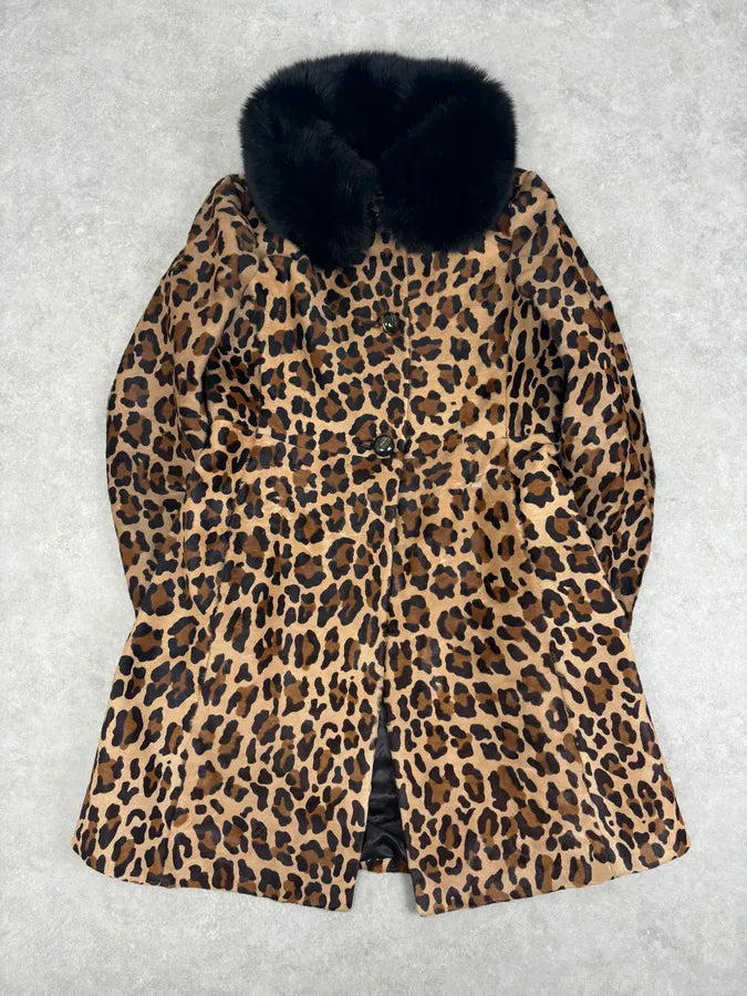 FW2010 Prada Camel Pony Hair Leather Fur Collar Coat rMqsyIM 0