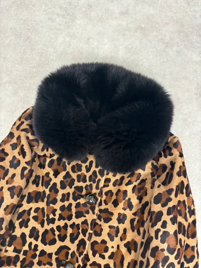 FW2010 Prada Camel Pony Hair Leather Fur Collar Coat rMqsyIM 4