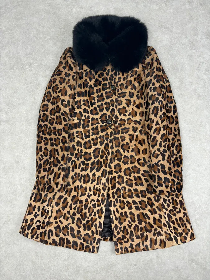 FW2010 Prada Camel Pony Hair Leather Fur Collar Coat rMqsyIM 3