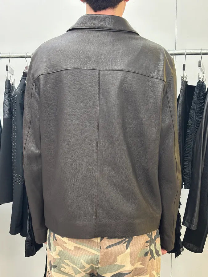 2000s Prada Brown Leather Harrington Jacket JhBfCJC 2