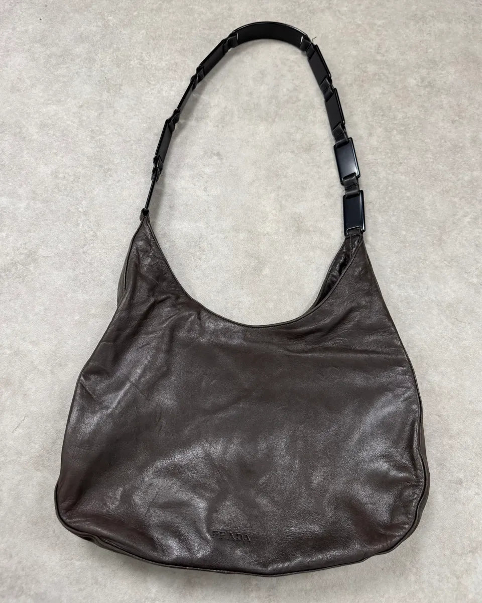 Prada Brown Leather Hobo Shoulder Bag SZULuHR 0