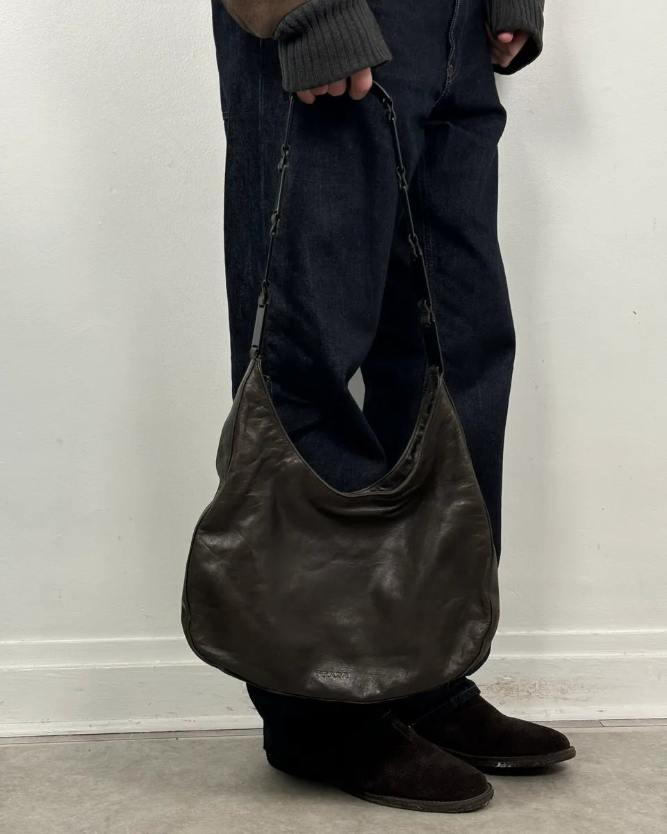 Prada Brown Leather Hobo Shoulder Bag SZULuHR 2