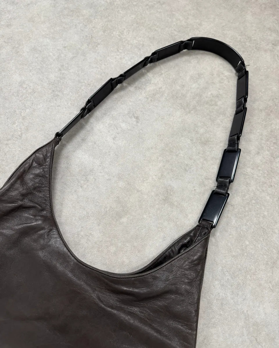 Prada Brown Leather Hobo Shoulder Bag SZULuHR 3