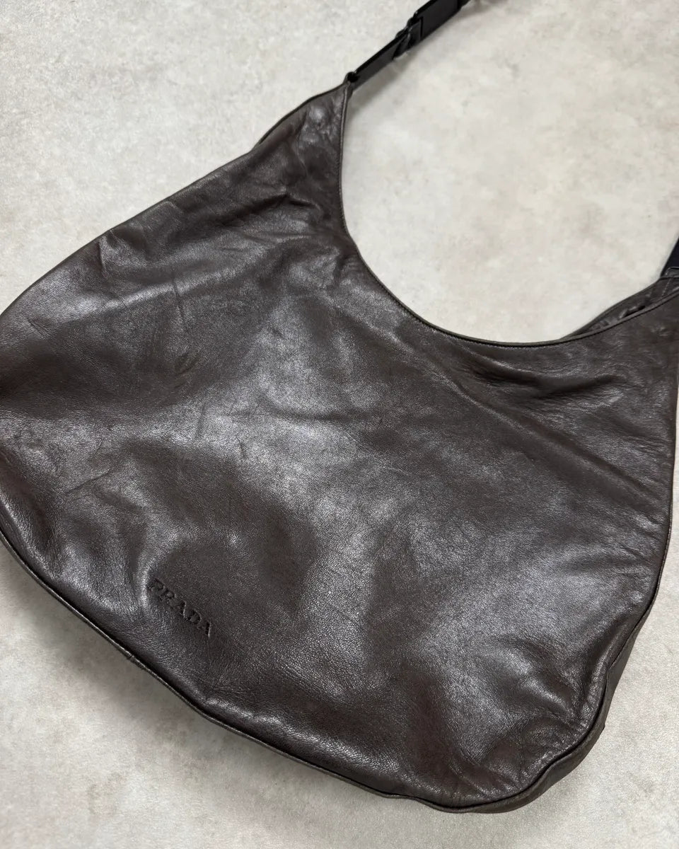 Prada Brown Leather Hobo Shoulder Bag SZULuHR 4