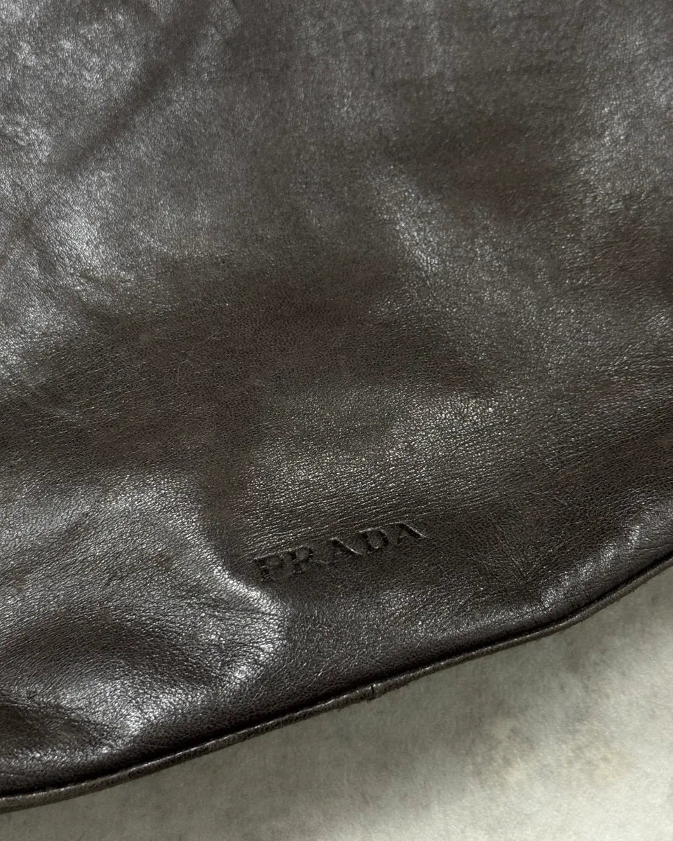 Prada Brown Leather Hobo Shoulder Bag SZULuHR 5