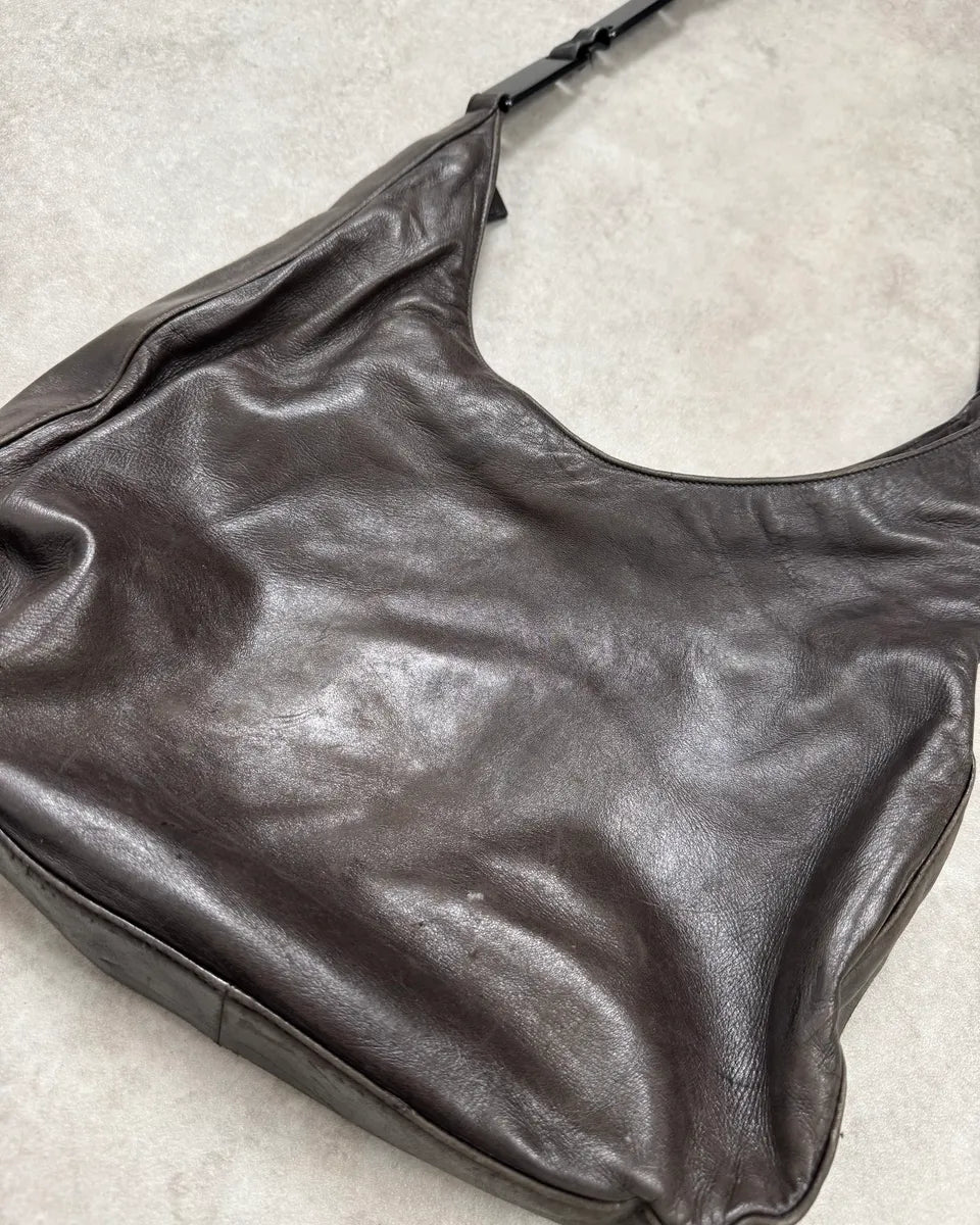 Prada Brown Leather Hobo Shoulder Bag SZULuHR 7