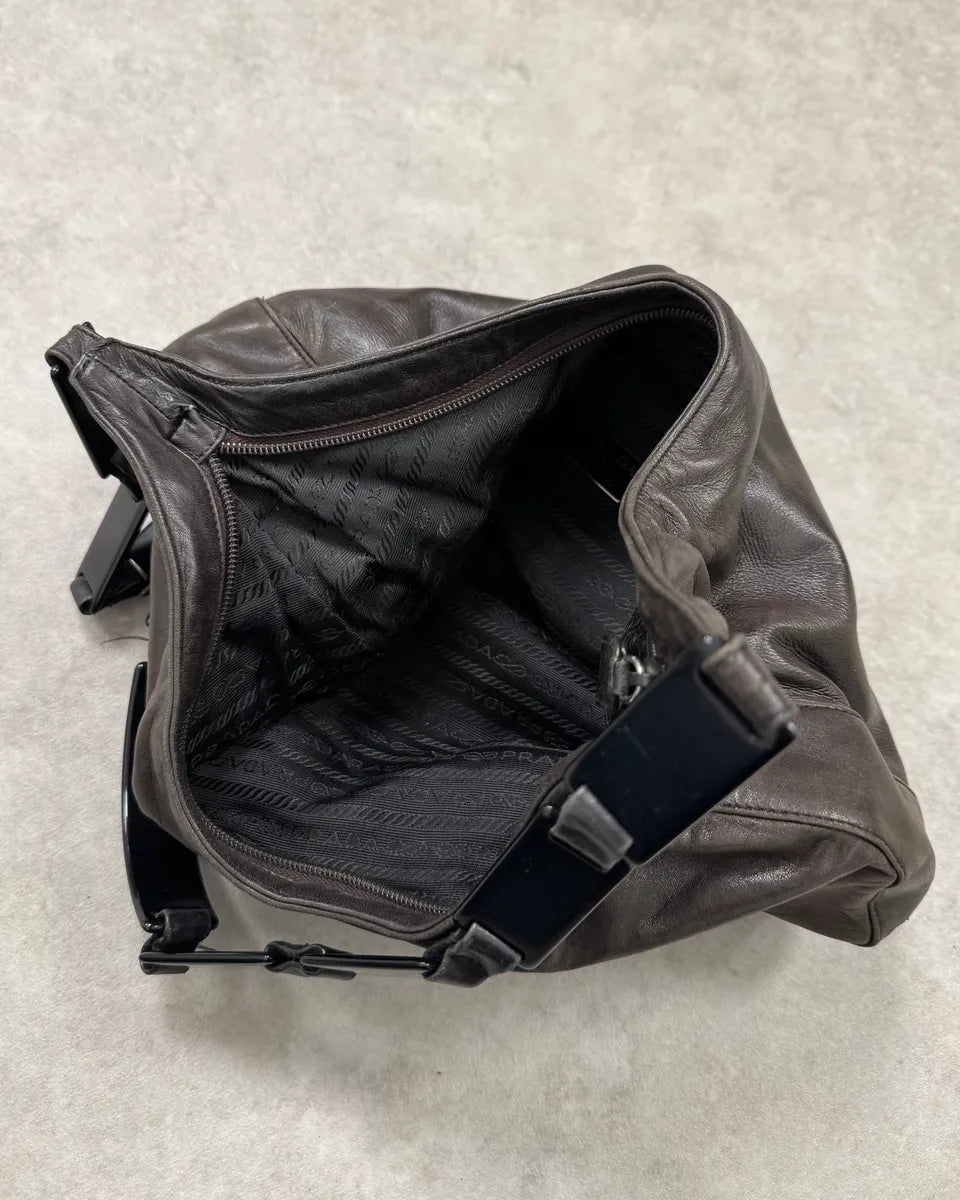 Prada Brown Leather Hobo Shoulder Bag SZULuHR 8