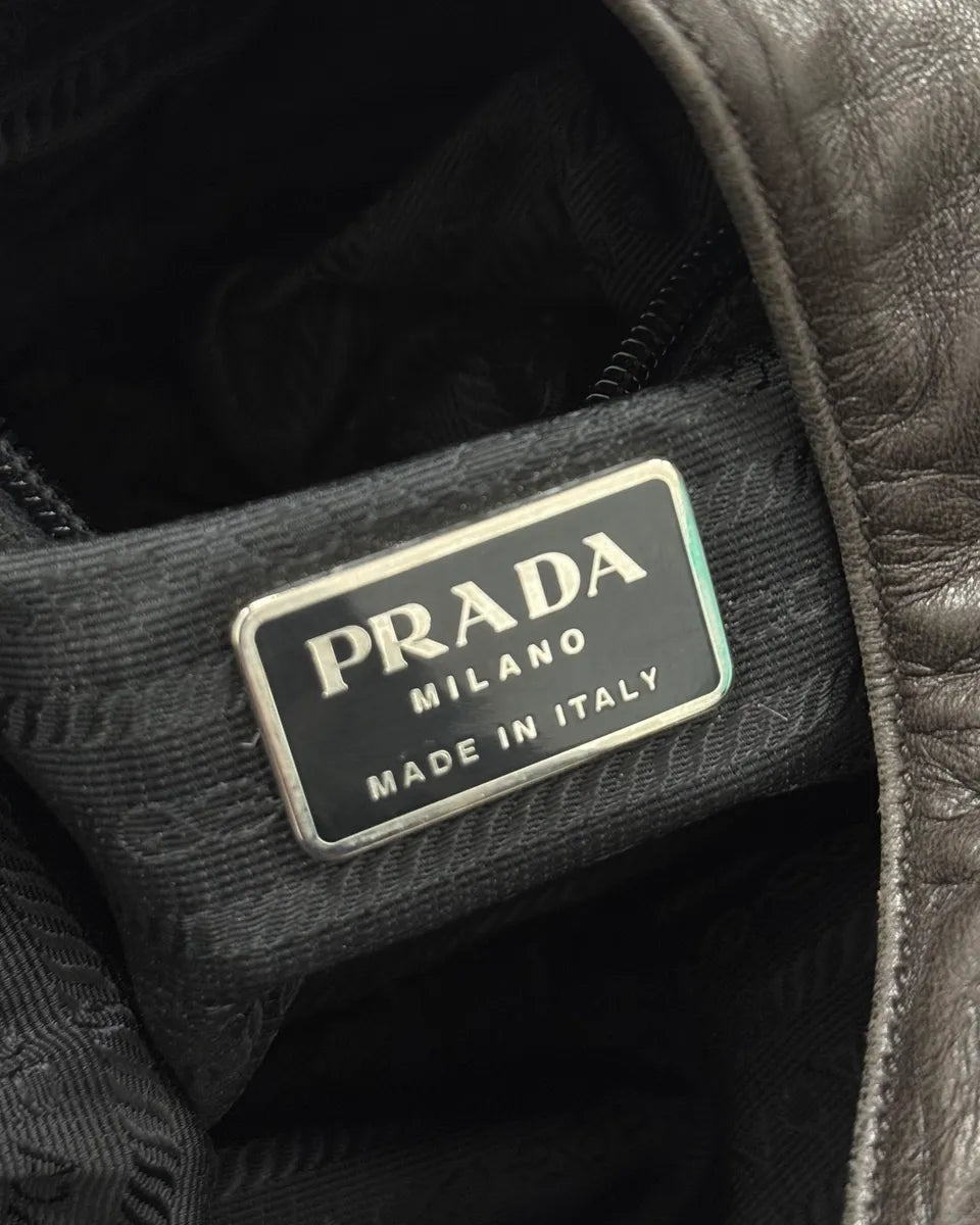 Prada Brown Leather Hobo Shoulder Bag SZULuHR 9
