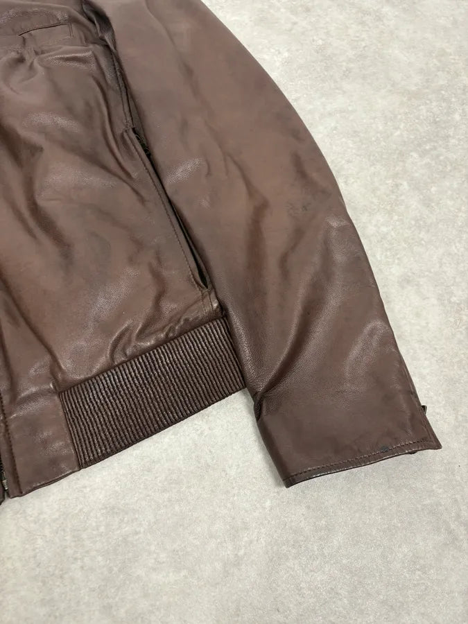 AW2011 Prada Biker Brown Minimalist Leather Jacket YFggeLW 7